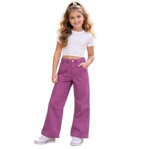 Levis Girls Wide Leg Carpenter Pants Grape Nectar Purple Size 4 41P482 NEW